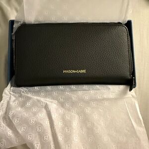 MAISON de SABRÉ Black Zip-Around Leather Wallet